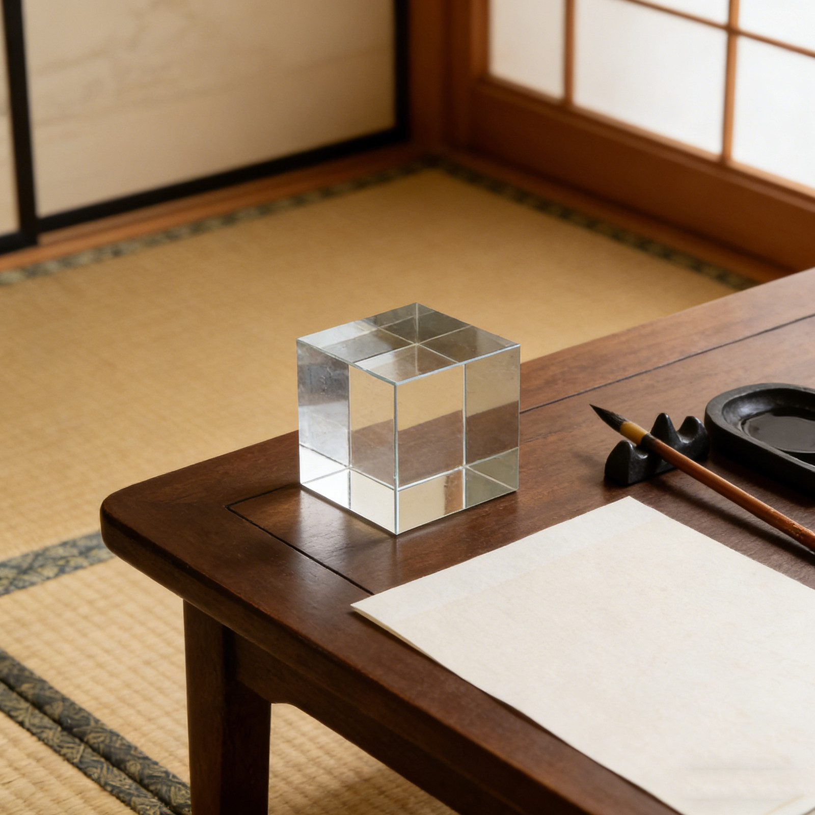 Book Weight Glass - Clear Square Crystal Paperweight Heavy Glass
