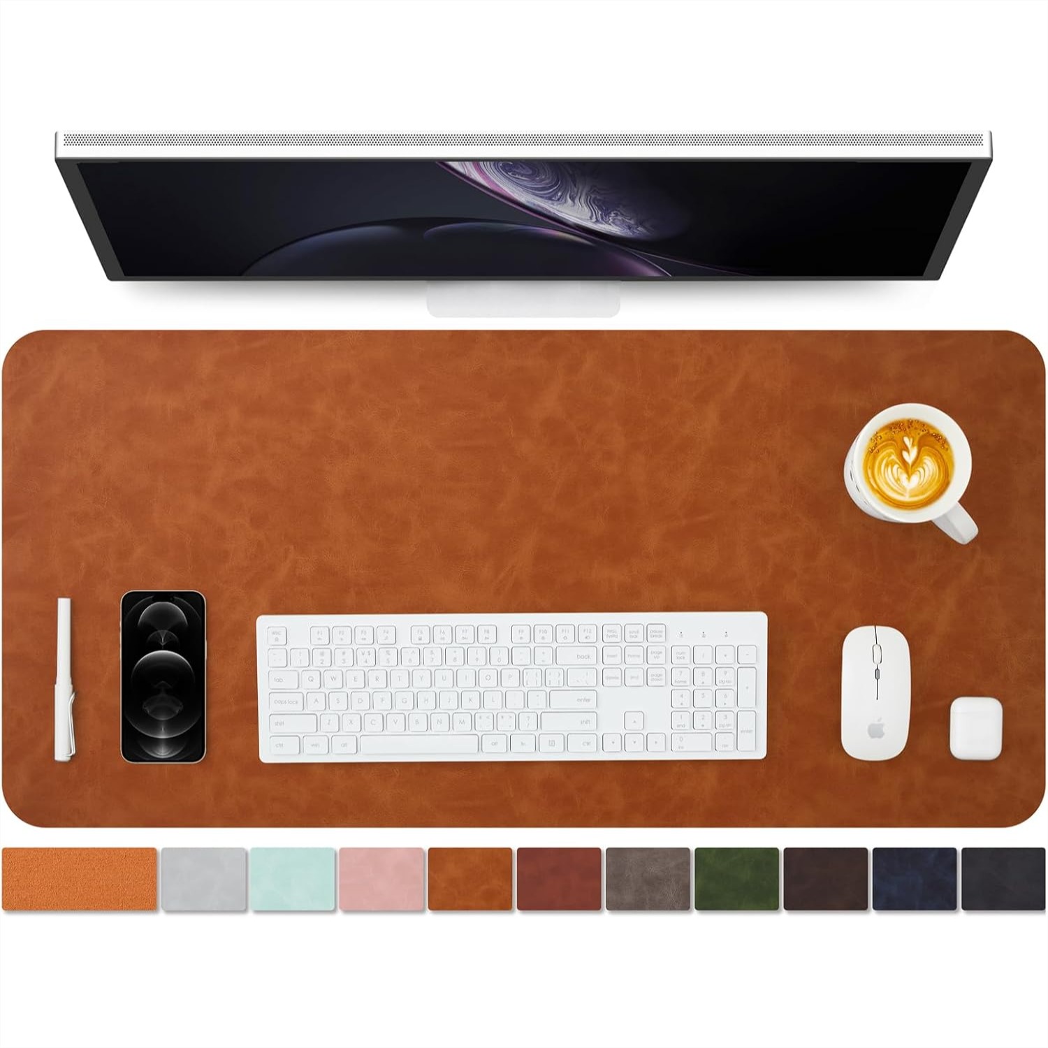 Leather Desk Pad - Distressed Leather Desk Mat - Non-Slip