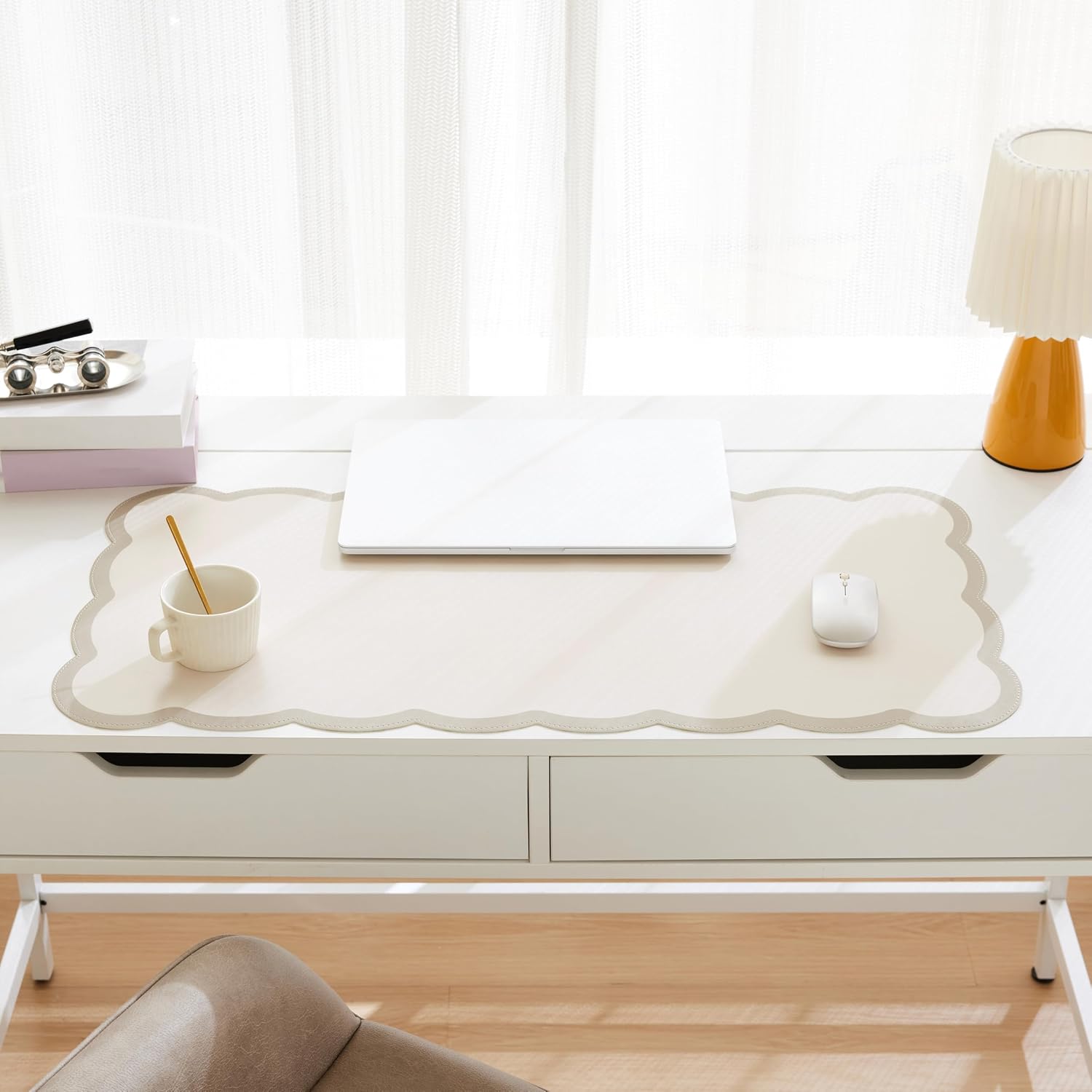 Scalloped Desk Mat 31.5x15.7 L - Leather Desk Pad 리뷰 및 가격